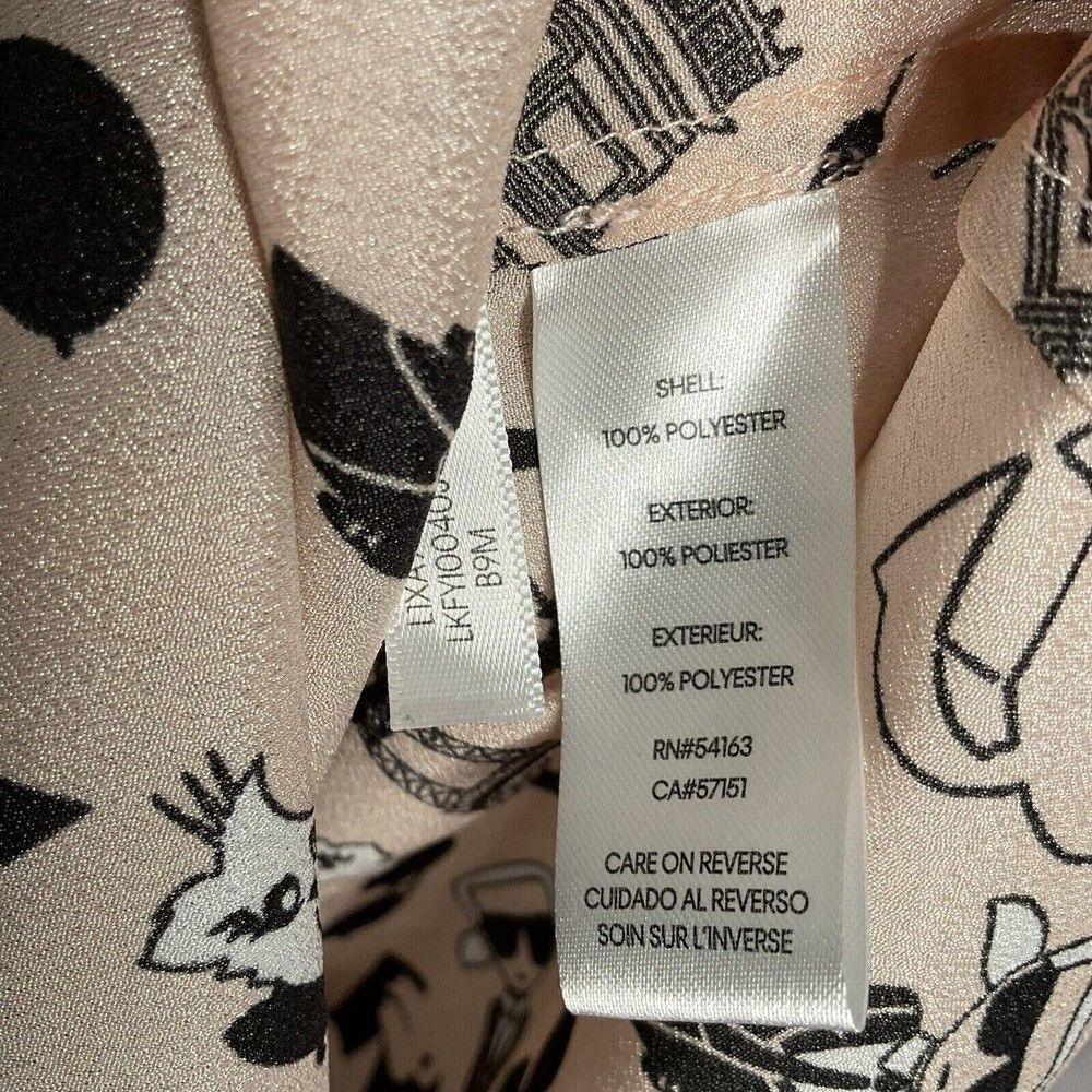 Karl Lagerfeld Cat Paris Eiffel Tower Print Button Up Shirts Blouse Women Size M - Picture 3 of 11